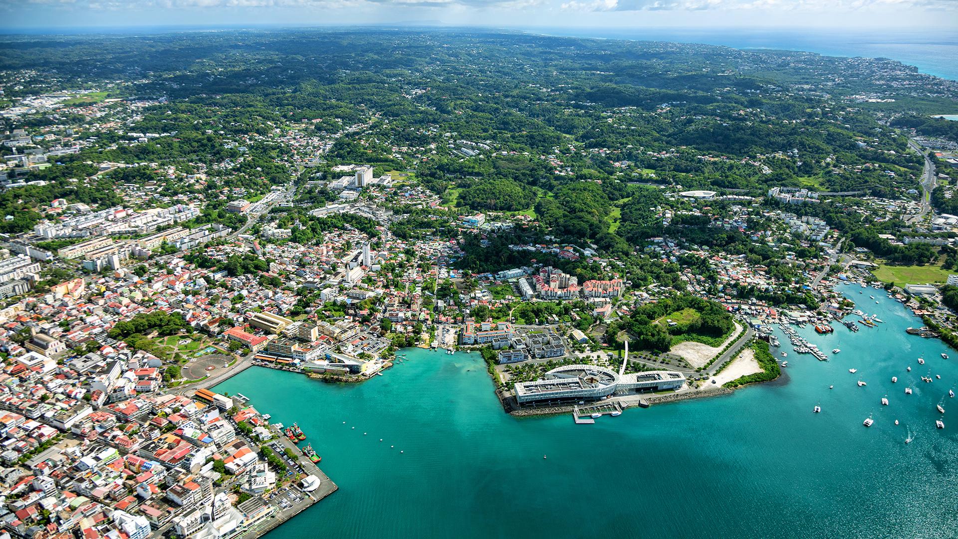 Aerial view of Pointe-a-Pitre in Guadeloupe, France