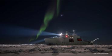 Vessel of Canadian Armed Forces at night